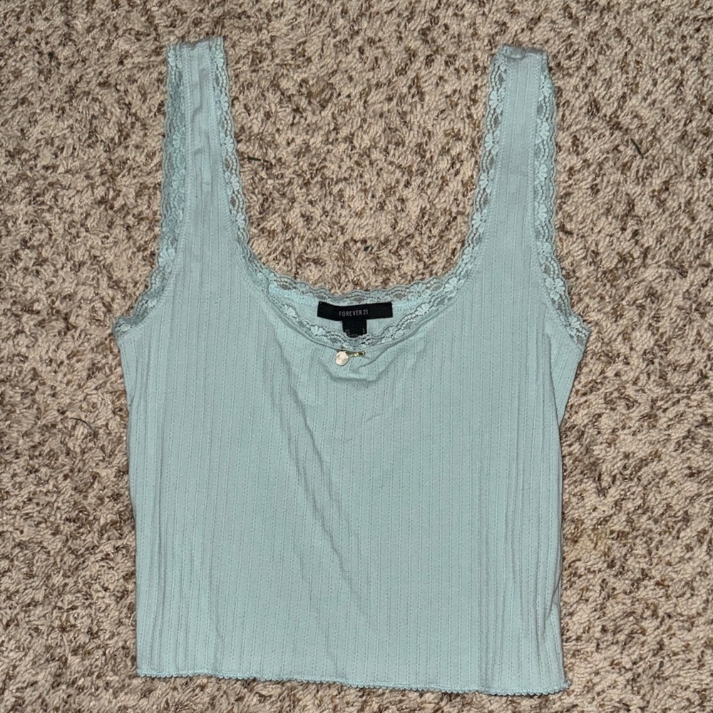 Forever 21 Lace Trim Camisole - Soft Blue